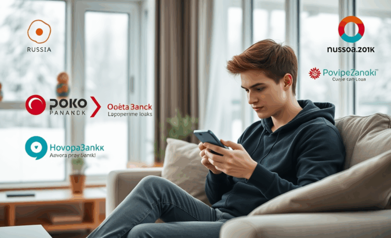 Человек использует смартфон для отправки кредитной заявки