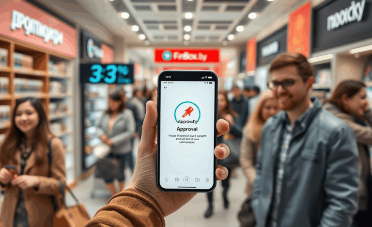 Изображение описывает процесс получения кредита через сервис FinBox.by, демонстрируя удобство и скорость.