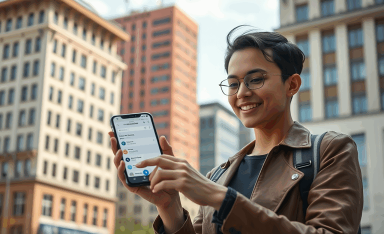 Человек использует банковское приложение на смартфоне для онлайн кредита